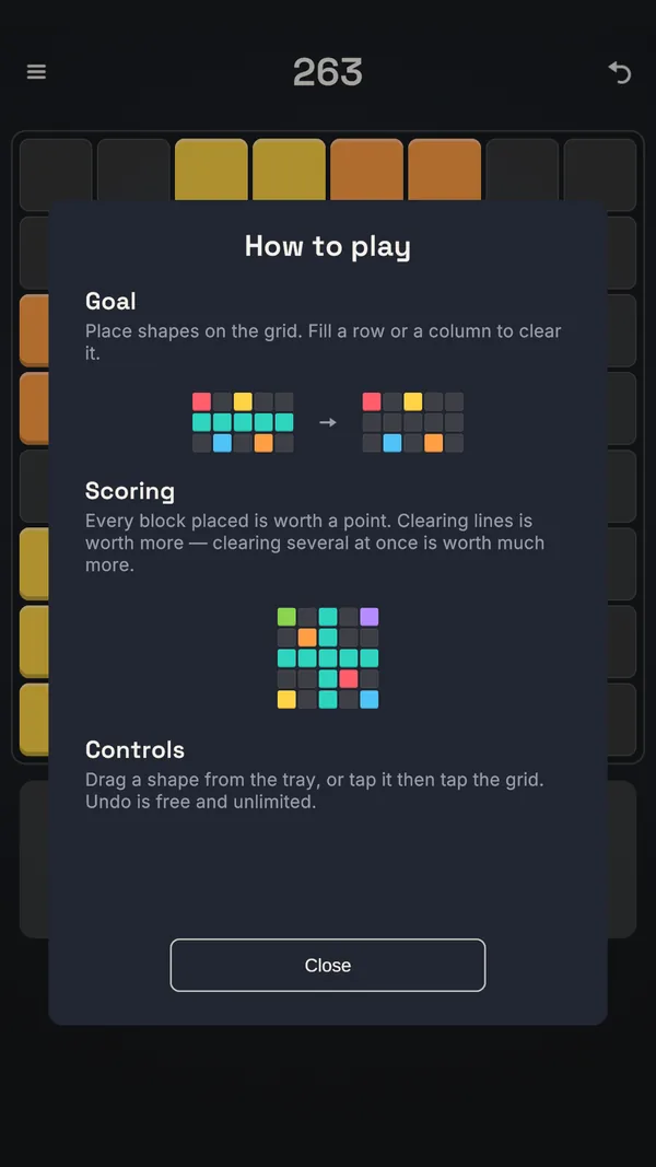 The How to play guide: goal, scoring and controls.
