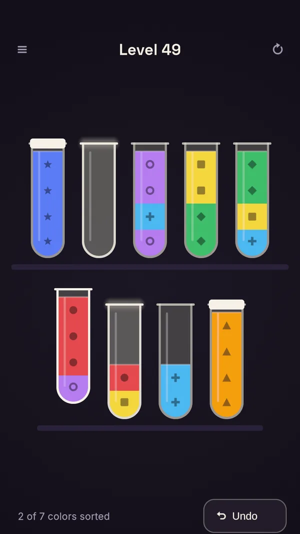 A lifted tube with a bright outline, and the tubes it can pour into lit up.